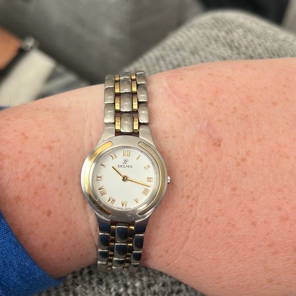 Delma ladies watch, 2 tone 18K yellow gold and stainless steel